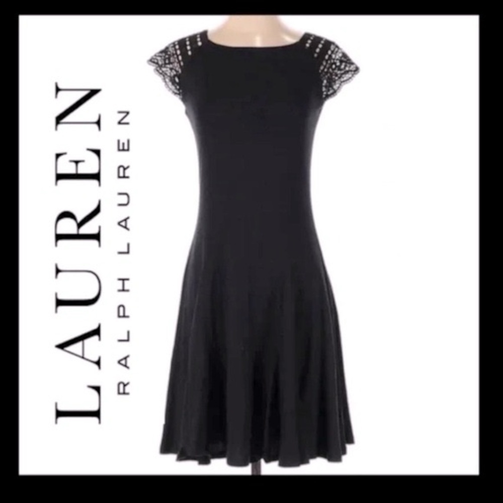 Ralph Lauren Black Crochet Sleeve Mini Dress